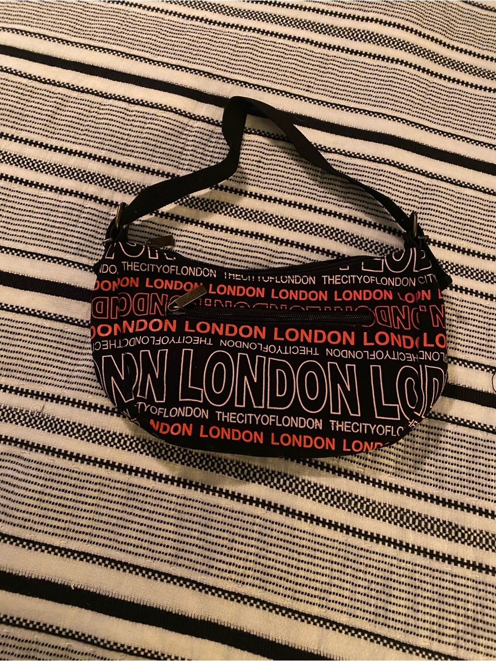 Robin Ruth Black Mini Bag with Red and White London Print